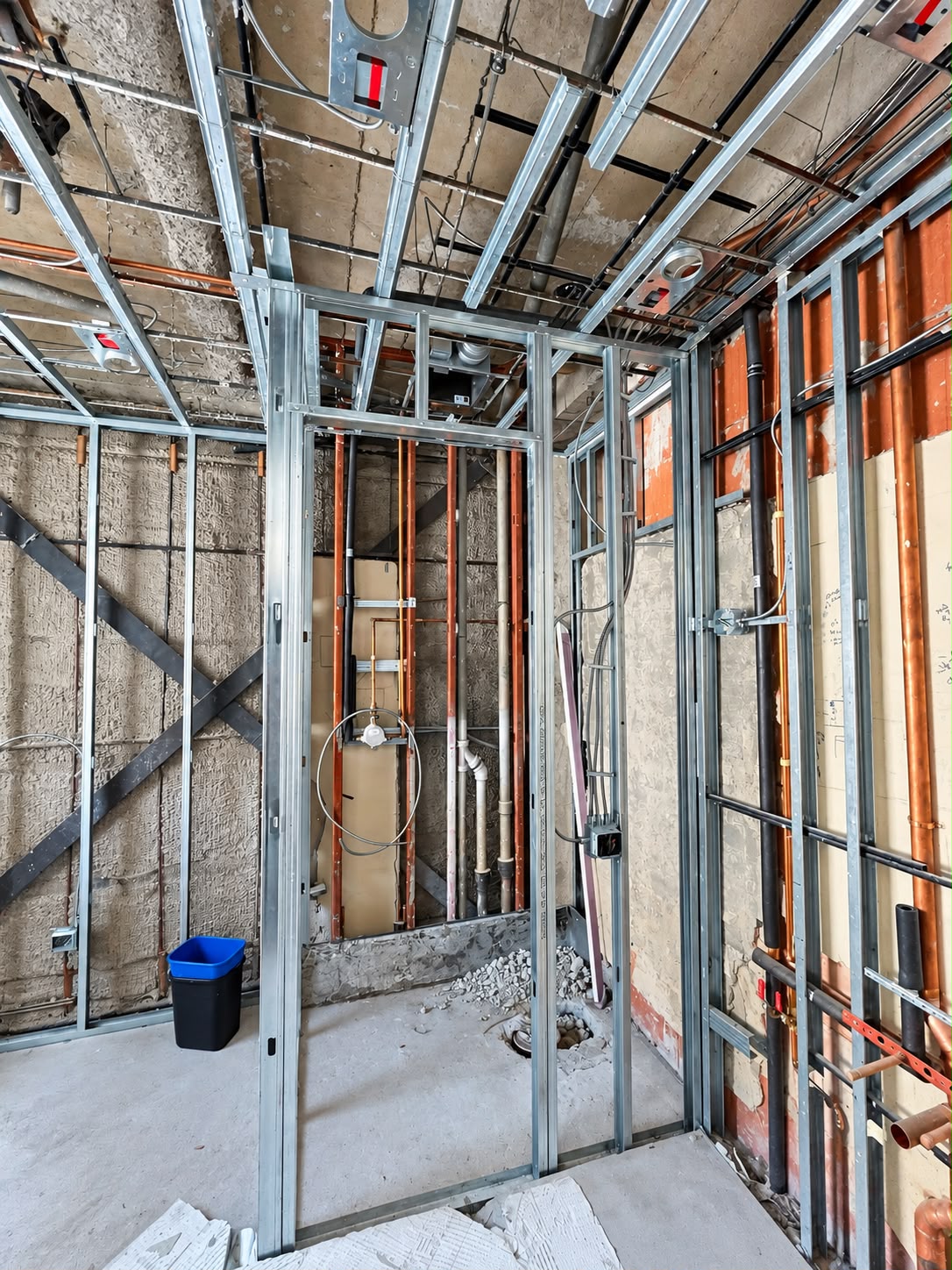 Before: Wall and ceiling framing